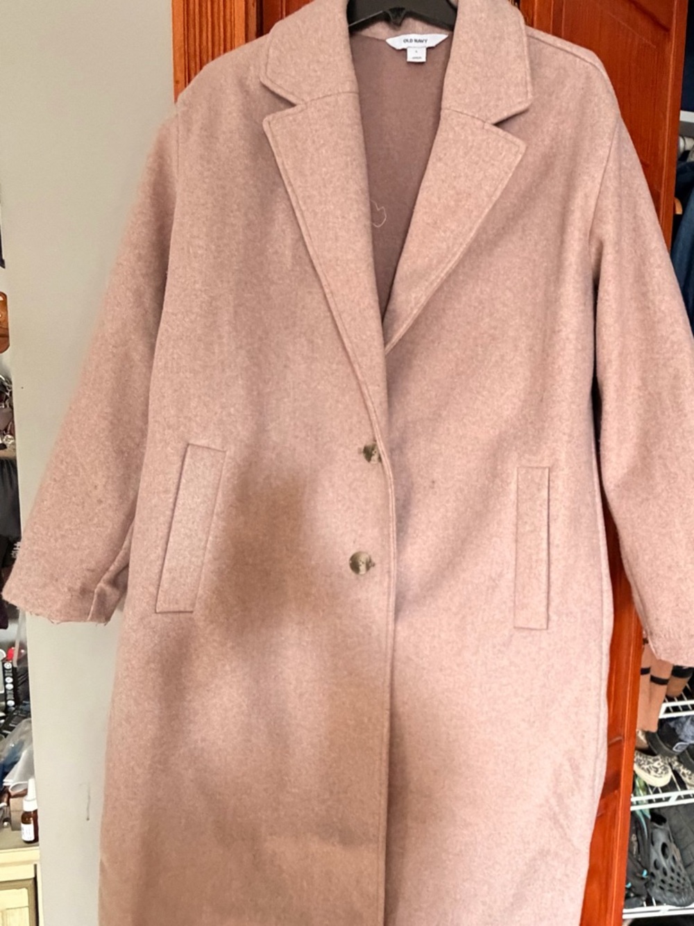 Old Navy Dusty Mauve Long Wool Blend Coat